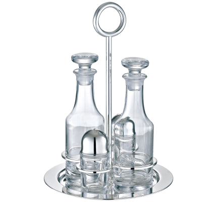 christofle silver-plated oil and vinegar cruet set with stand 4