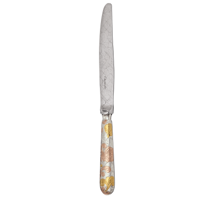 christofle partially gilded silver plated dinner knife - pink and yellow gold 2