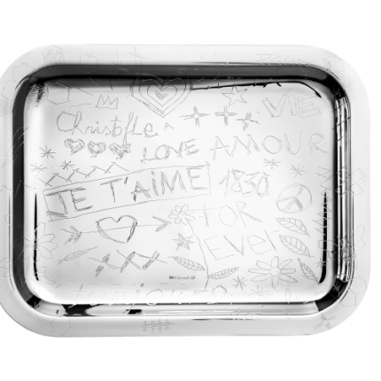 christofle rectangular tray 26x20cm graffiti  silver plated 4