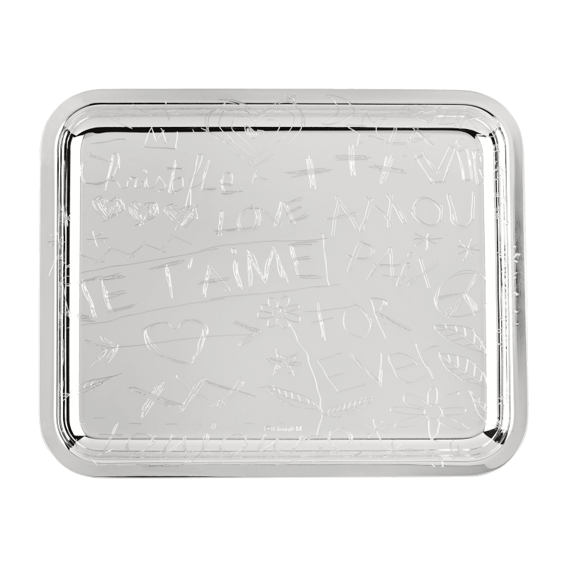 Silver-Plated Rectangular Tray - 8 X 6 in Graffiti