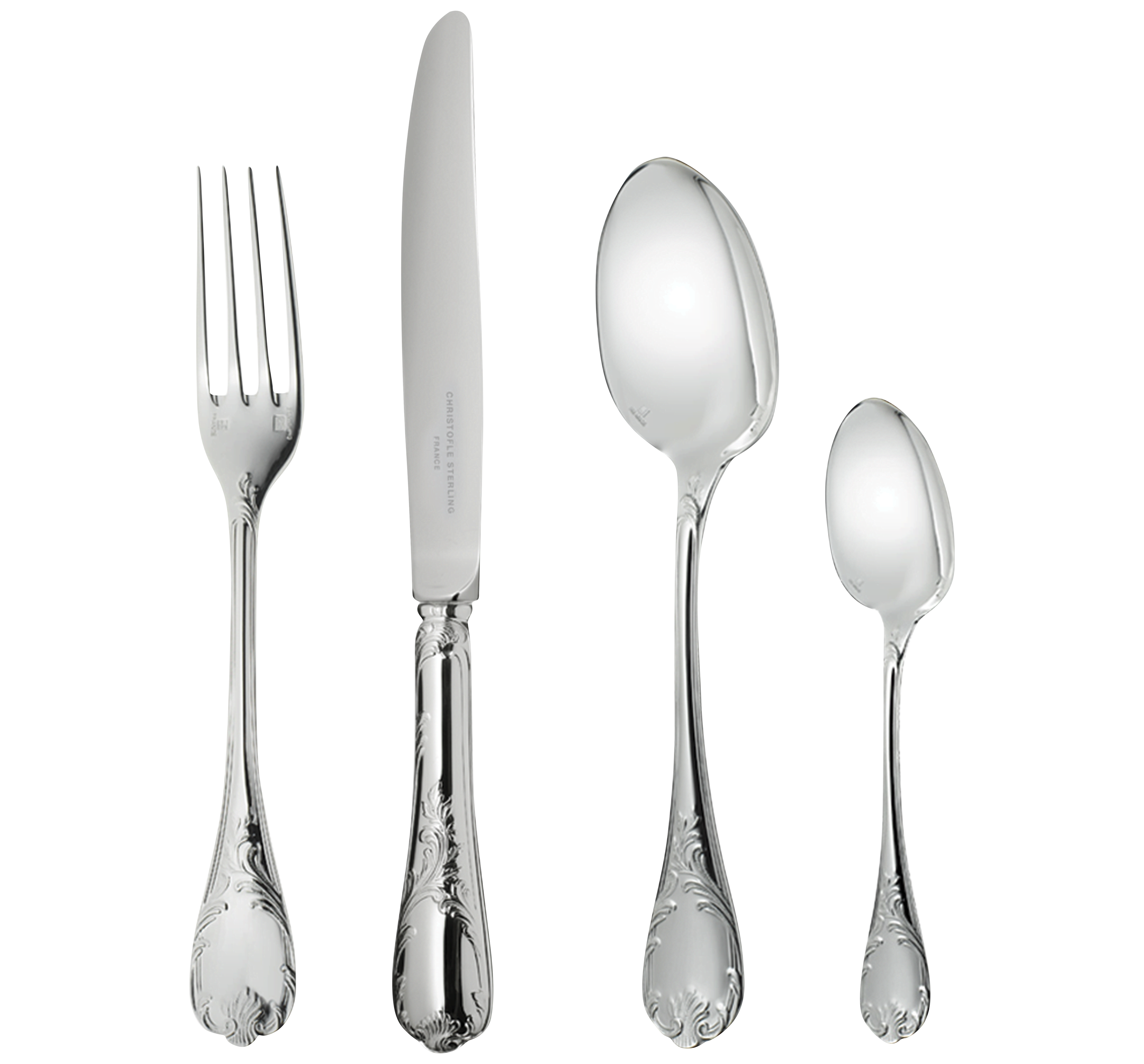 christofle ensemble individuel (5 pièces) en argent massif 1