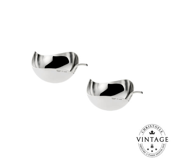 christofle duo of little leaf bowls, silverware - vintage 0