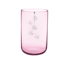 christofle medium pink glass vase with mobile silver plated ornement 1