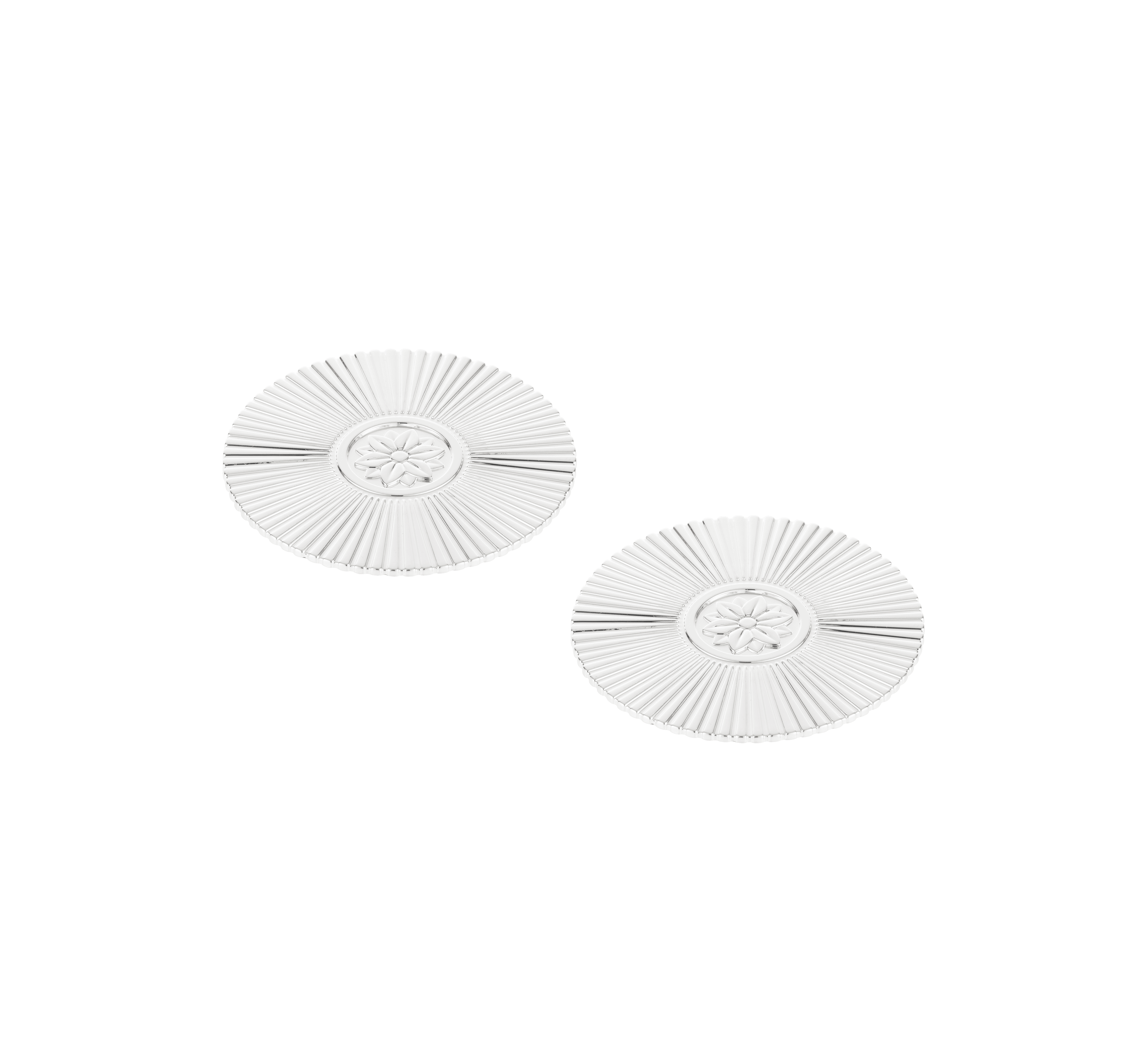 Set of 2 Silver-Plated Malmaison Palmettes Coasters