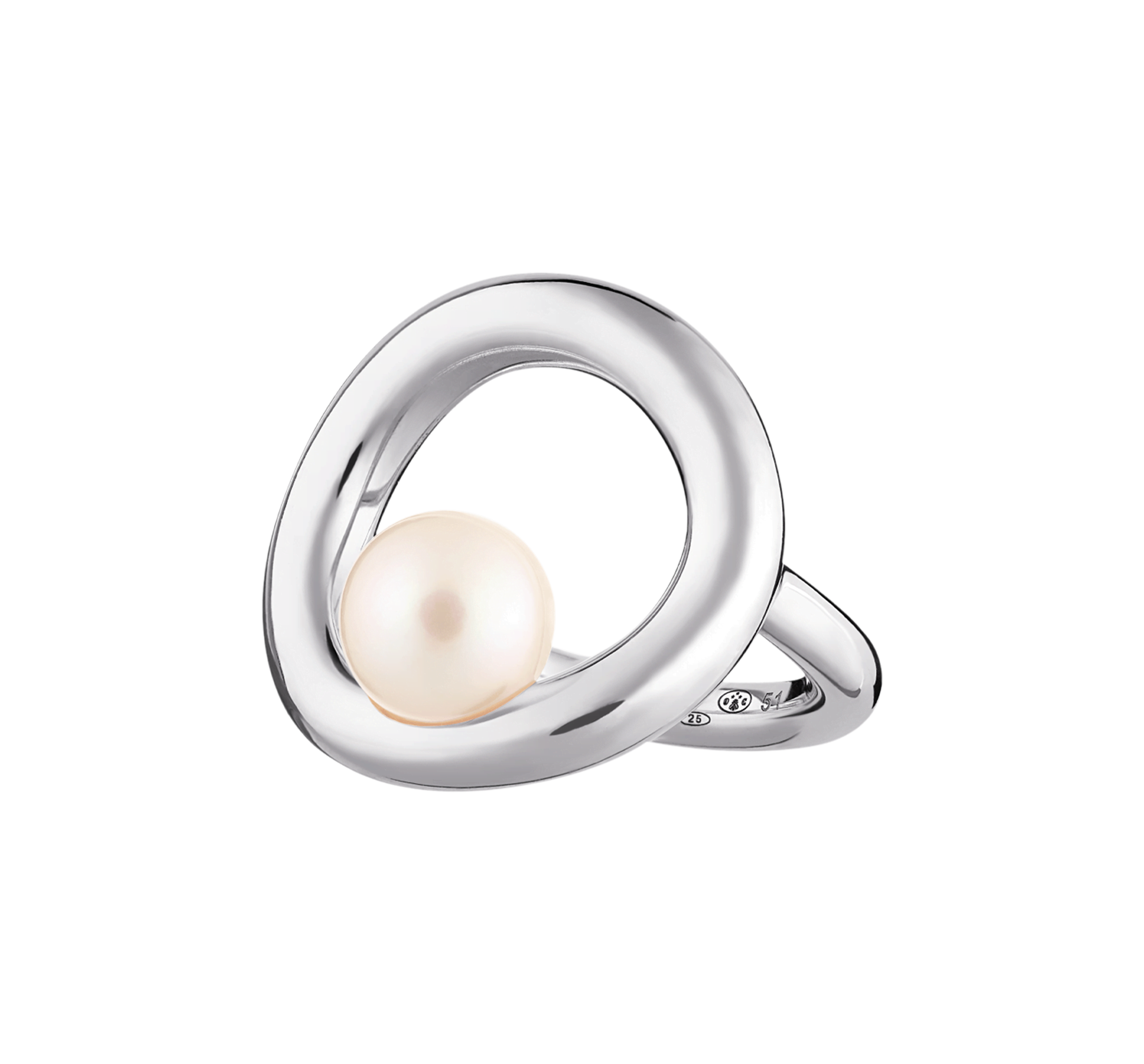 Pearl and Sterling Silver Circle Ring Idole de Christofle