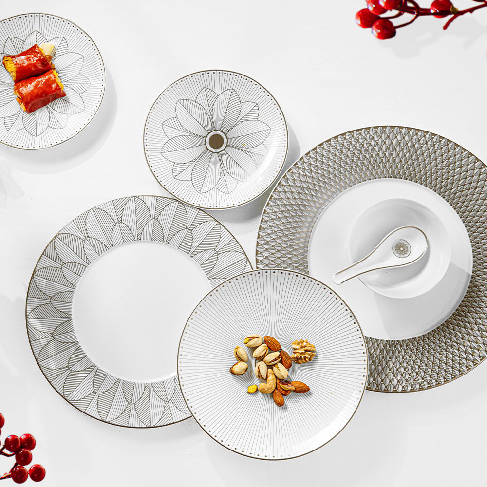 christofle porcelain dinner plate platinum finish 4