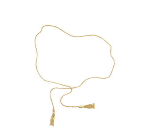 Sterling Silver Gilded 18 Carats Long Tie Necklace - Belt Pompon
