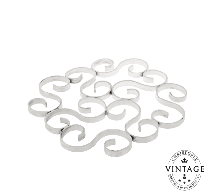 christofle silvered arabesque trivet - vintage 4