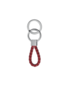 christofle porte-clés en cuir et métal argenté rhodié rouge 1