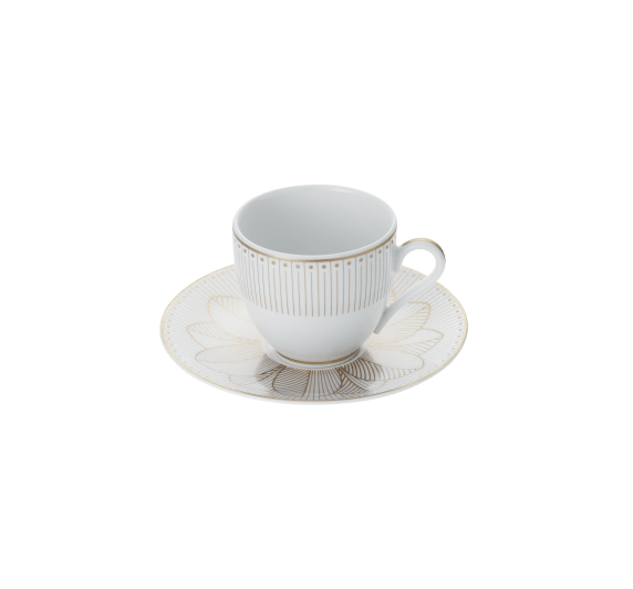christofle 2 porcelain coffee cup and saucers gold finish 0