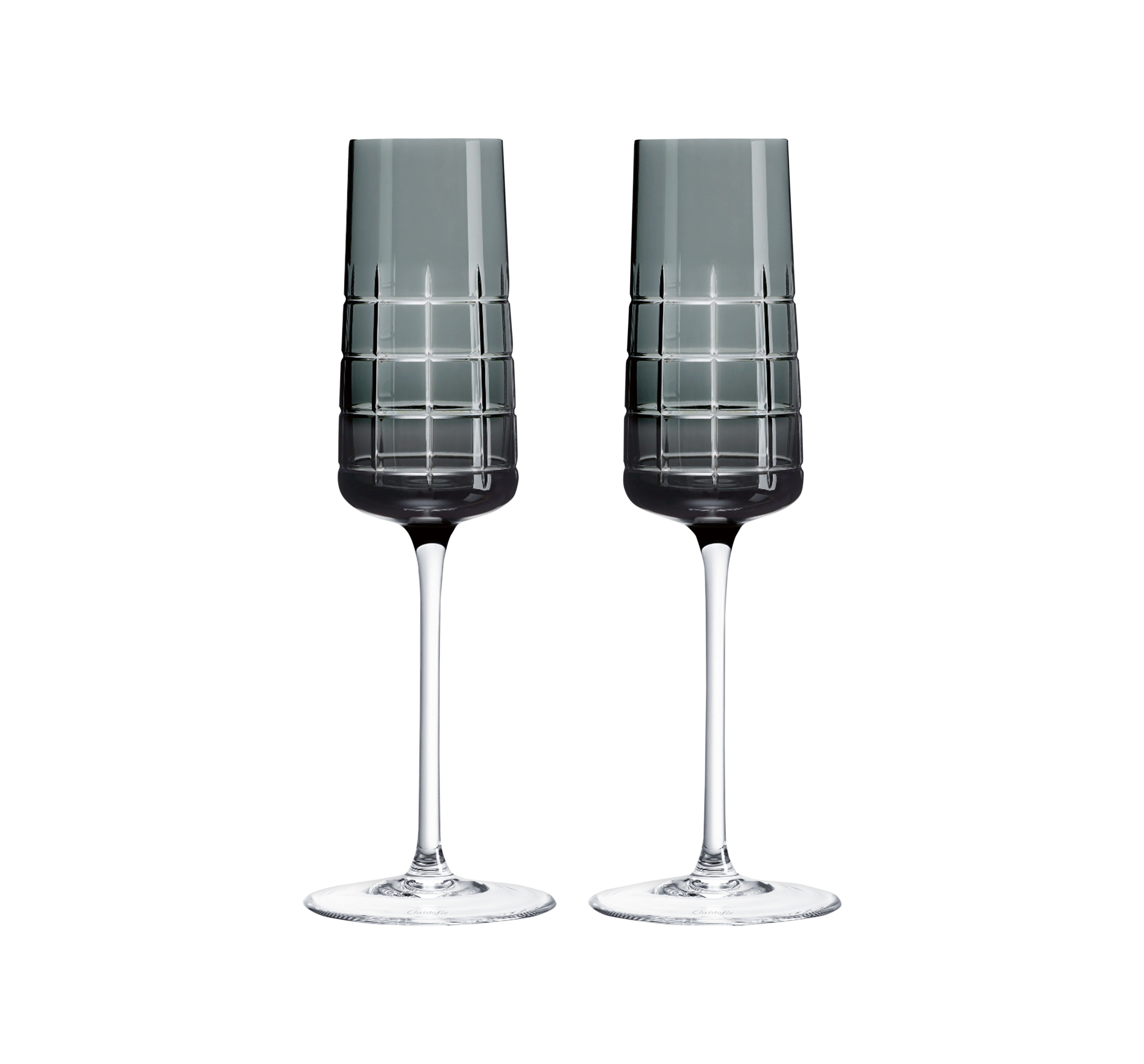christofle grey crystal flutes - set of two  2