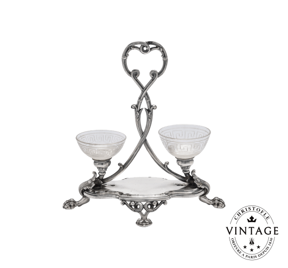 christofle double salt shaker, silverware - vintage 1