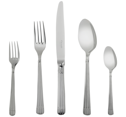 christofle  75-piece stainless steel flatware set with chest 1