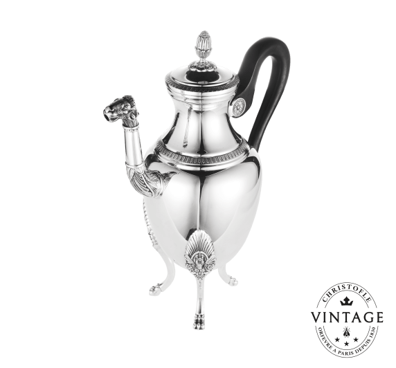 Silvered Coffeepot Napoléon 1er - side - Vintage 