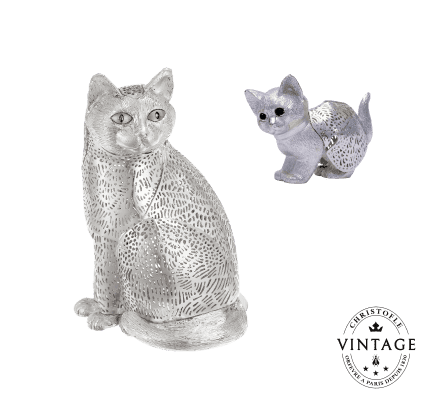 christofle compose your vintage silvered cat set 1