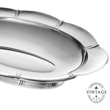 Bread Basket on Foot Lobes et Godrons Gallia, Silverware - Vintage