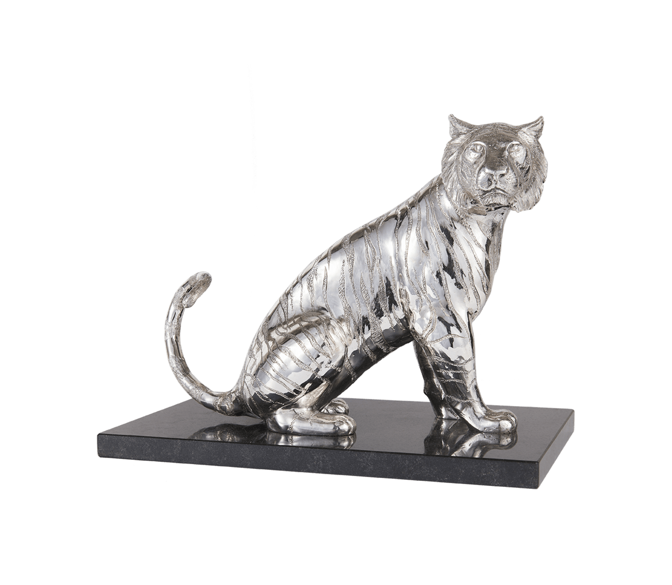 christofle tigre assis petit modèle en argent massif - haute orfèvrerie 1