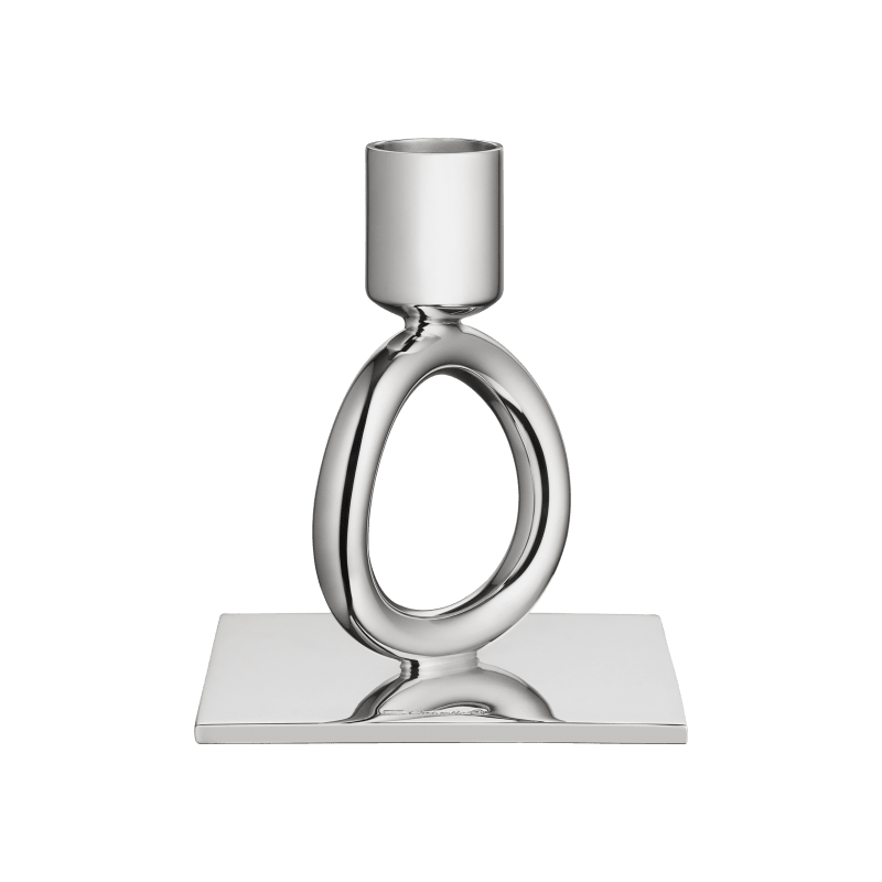 Cristofle Silver-Plated Single-Ring Candlestick Holder Vertigo