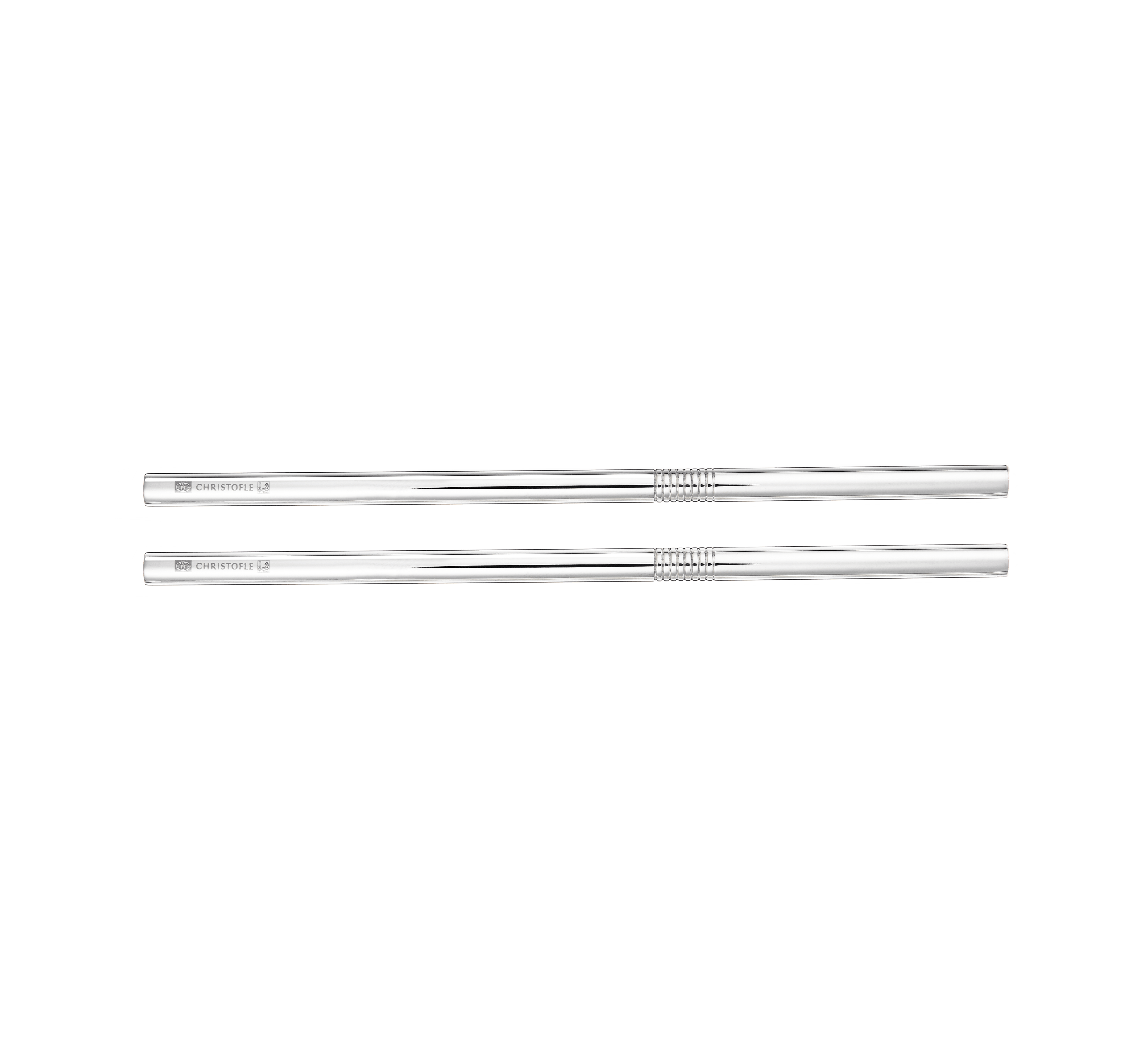 christofle set of 2 silver plated small straws 1