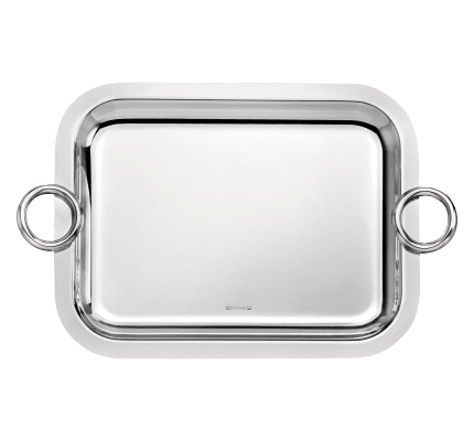 christofle rectangular tray with handles 26x20cm vertigo  silver plated 0