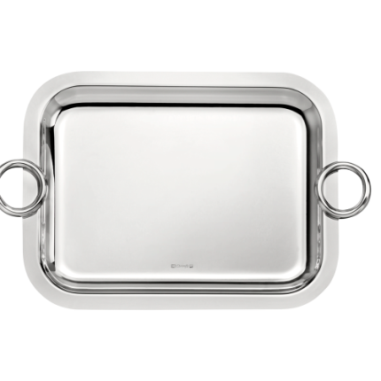 christofle rectangular tray with handles 26x20cm vertigo  silver plated 1