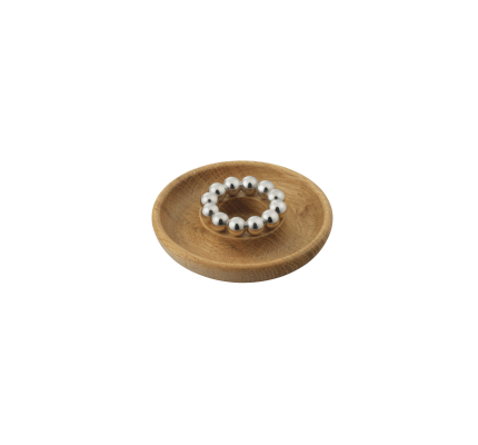 Silver-Plated and Oak Candle Holder