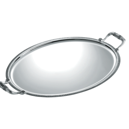 Silver Plated Oval Serving Tray with Handles - 53 x 42 cm