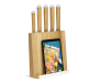 christofle knives block and cookbook/tablet holder in silver plated and oak 6