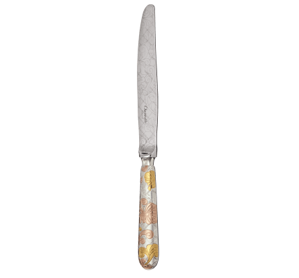 christofle partially gilded silver plated dinner knife - pink and yellow gold 2