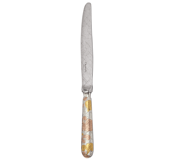 christofle partially gilded silver plated dinner knife - pink and yellow gold 2