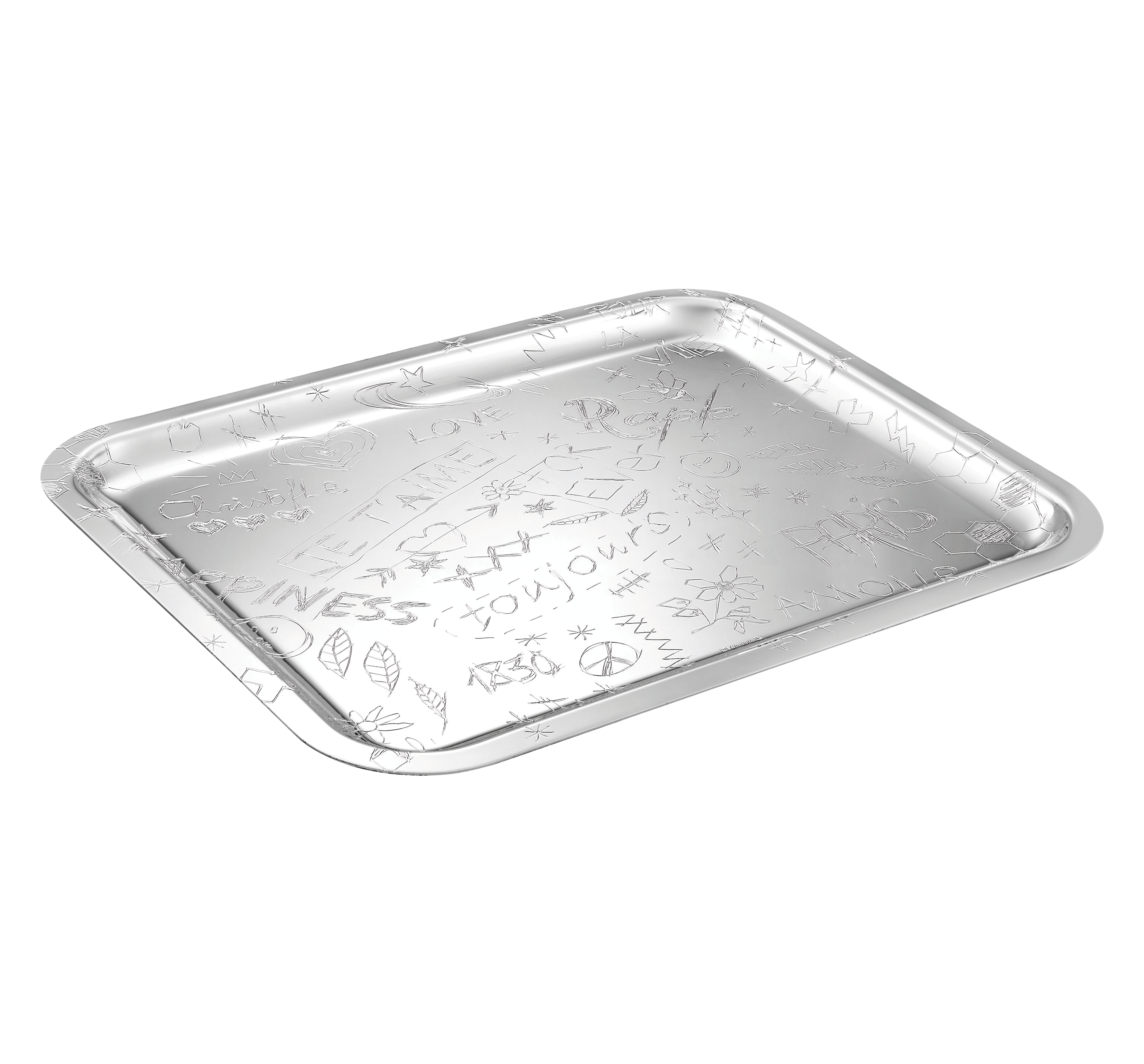 christofle rectangular tray 36x28cm graffiti  silver plated 1