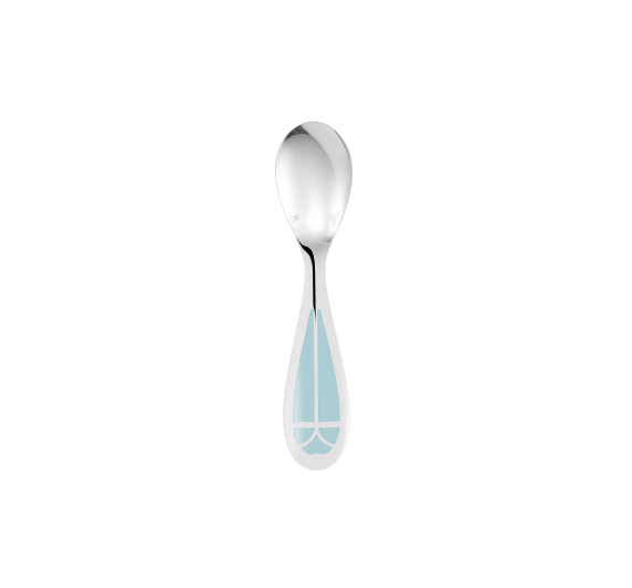 christofle silver-plated baby spoon & fork set - ice blue 6