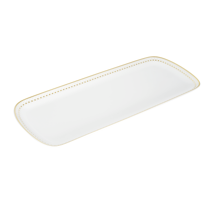 Porcelain Cake Platter 37x16cm Gold Finish