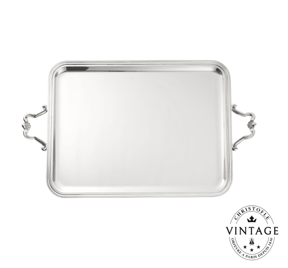 Vintage Silvered Choiseul Rectangular Tray with Handles - 2