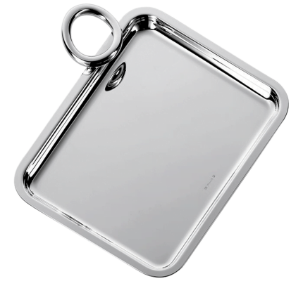 Silver Plated Rectangular Tray with 1 Handle - 20 x 16 cm