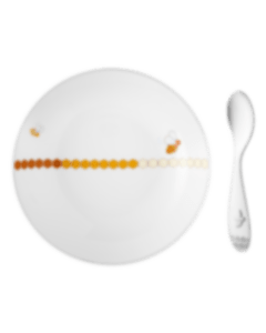 christofle coffret assiette en porcelaine et cuillère bébé en métal argenté 1