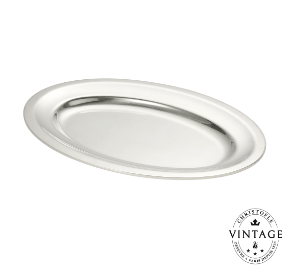 christofle oval serving tray 30 cm, silverware - vintage 1