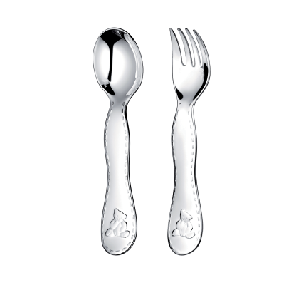 christofle flatware set for baby (2 pieces) charlie bear  silver plated 2