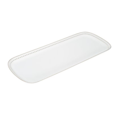 Porcelain Cake Platter 37x16cm Platinum Finish