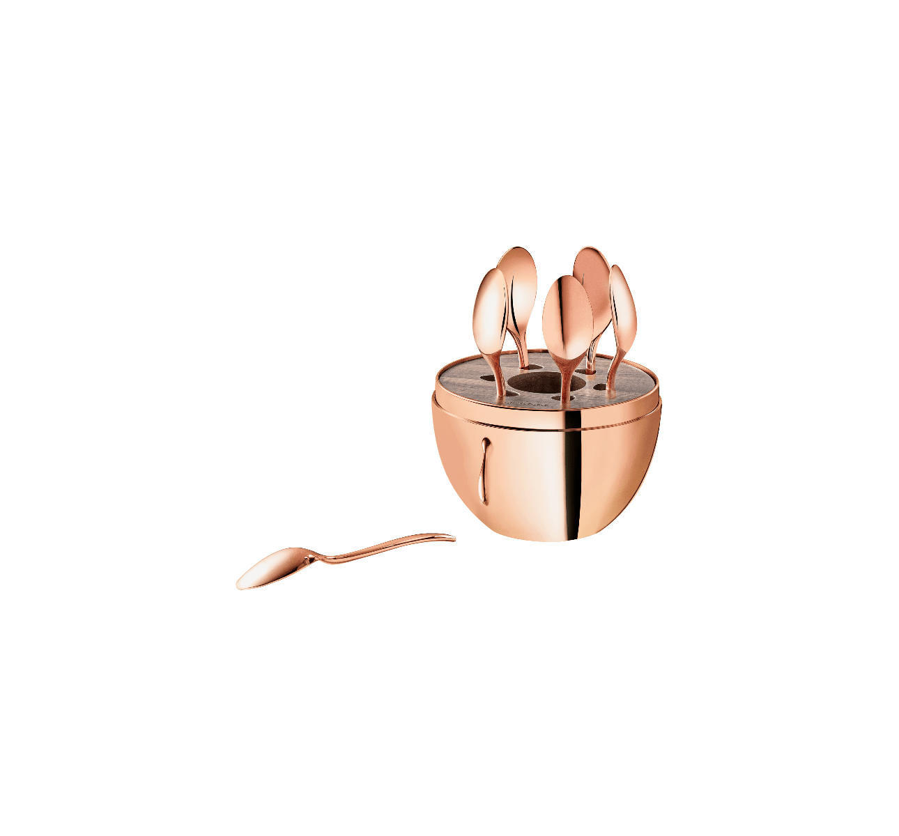 christofle ensemble 6 cuillères à espresso en métal doré à l'or rose 18 carats avec écrin 5