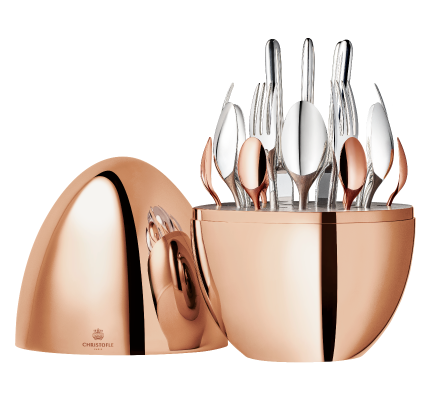christofle ensemble pour 6 personnes (24 pièces) rose gold en métal argenté avec écrin 0