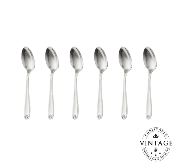 Vintage Silvered Set of 6 Espresso Spoons Marot