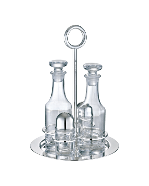 Silver-Plated Oil and Vinegar Cruet Set with Stand