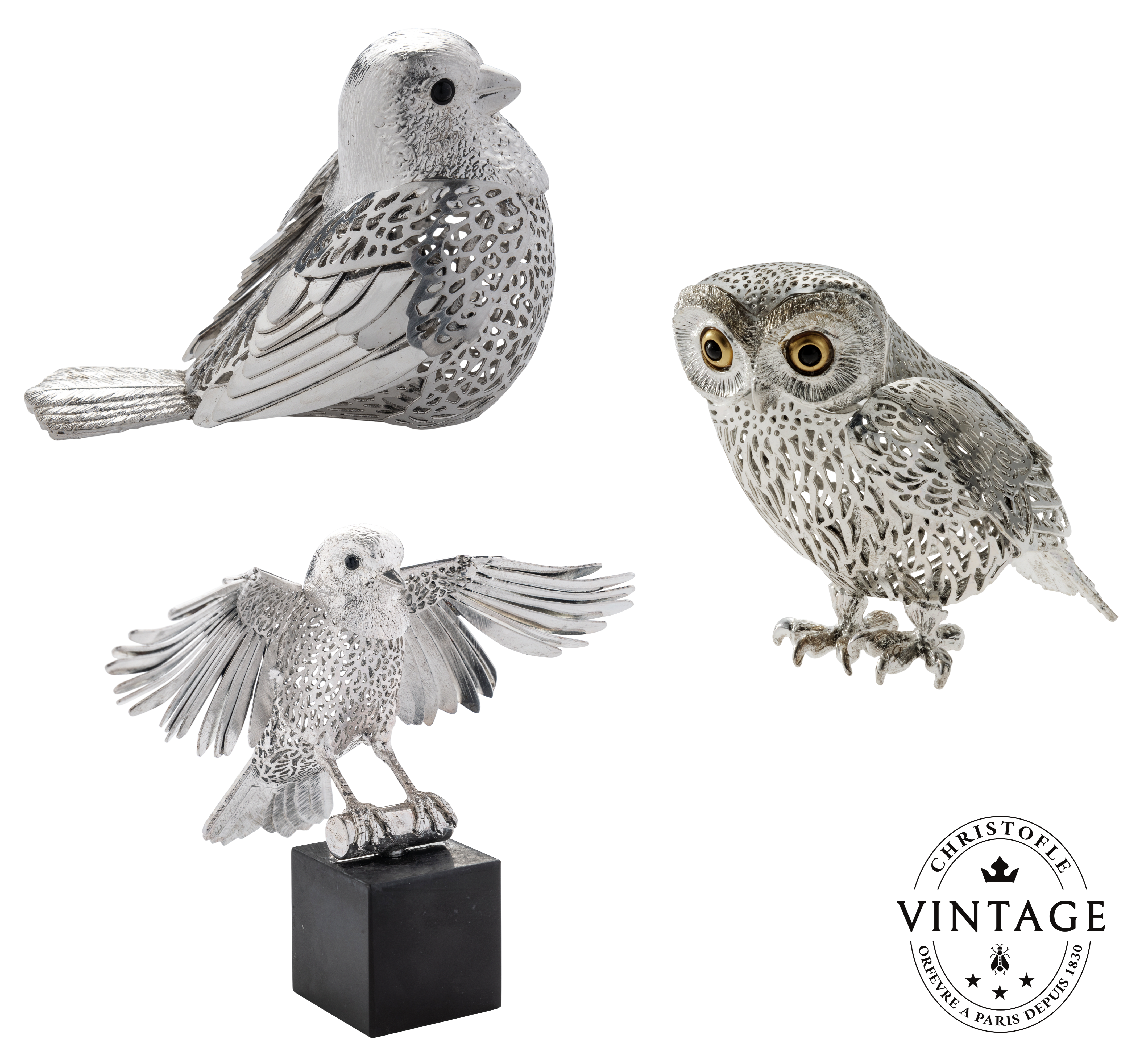 christofle compose your vintage silvered bird set 1