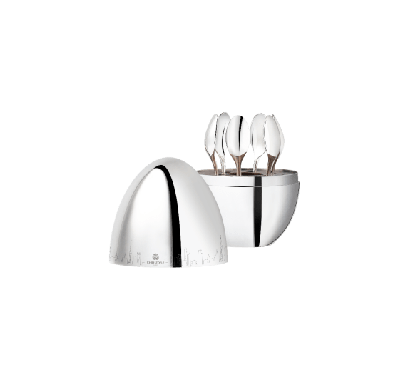 christofle 6-piece silver-plated espresso spoon set - shanghai 0