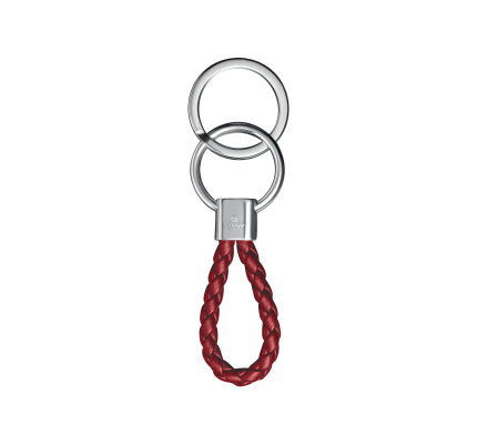 christofle porte-clés en cuir et métal argenté rhodié rouge 1