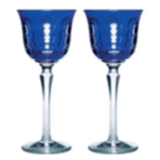christofle set of 2 crystal white wine glasses - blue 1