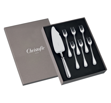 christofle cake set with server & 6 dessert forks albi  silver plated 1