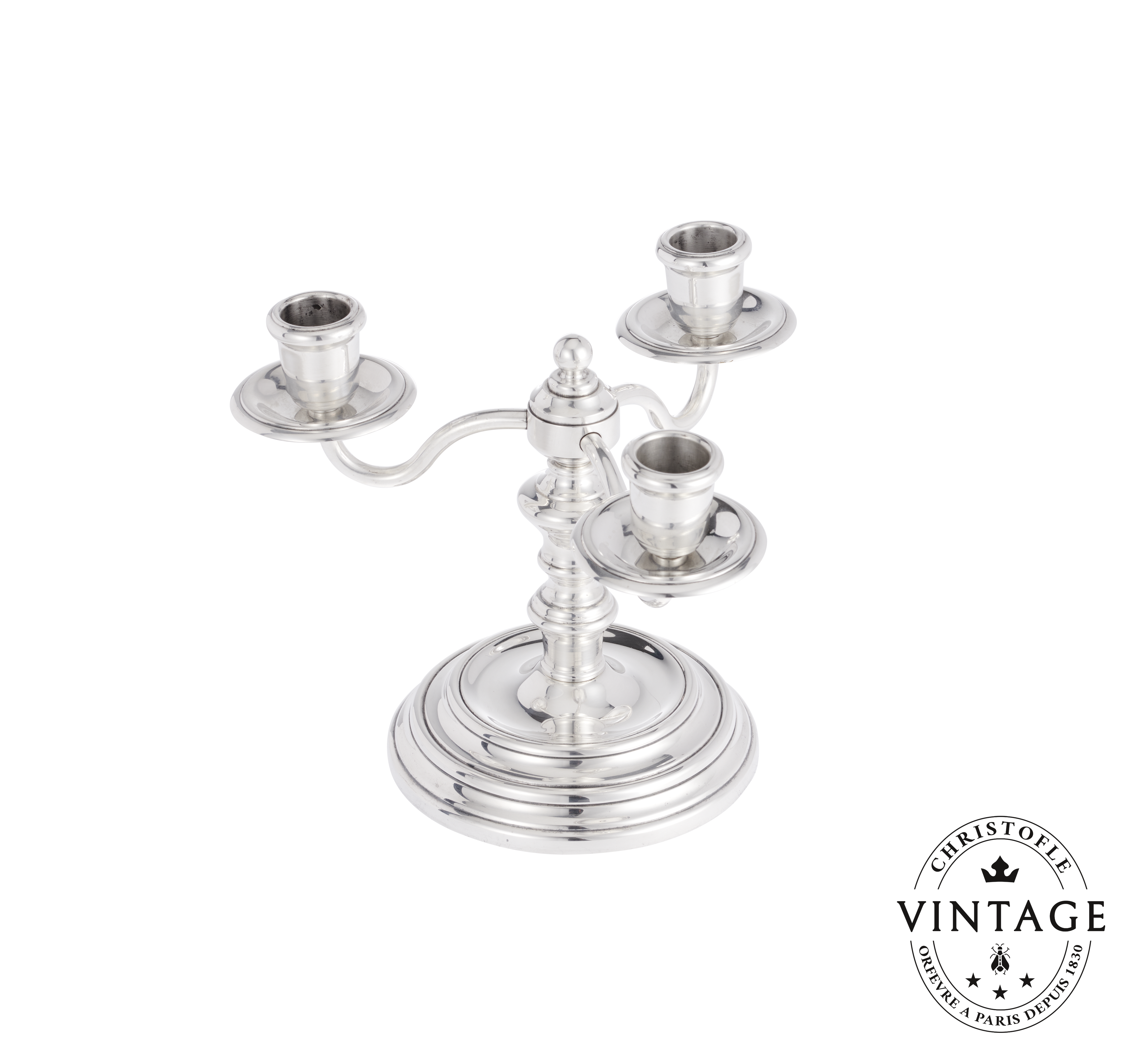 christofle vintage silvered three light candelabra 1