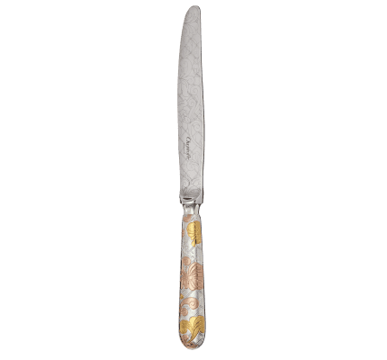 christofle partially gilded silver plated dinner knife - pink and yellow gold 2